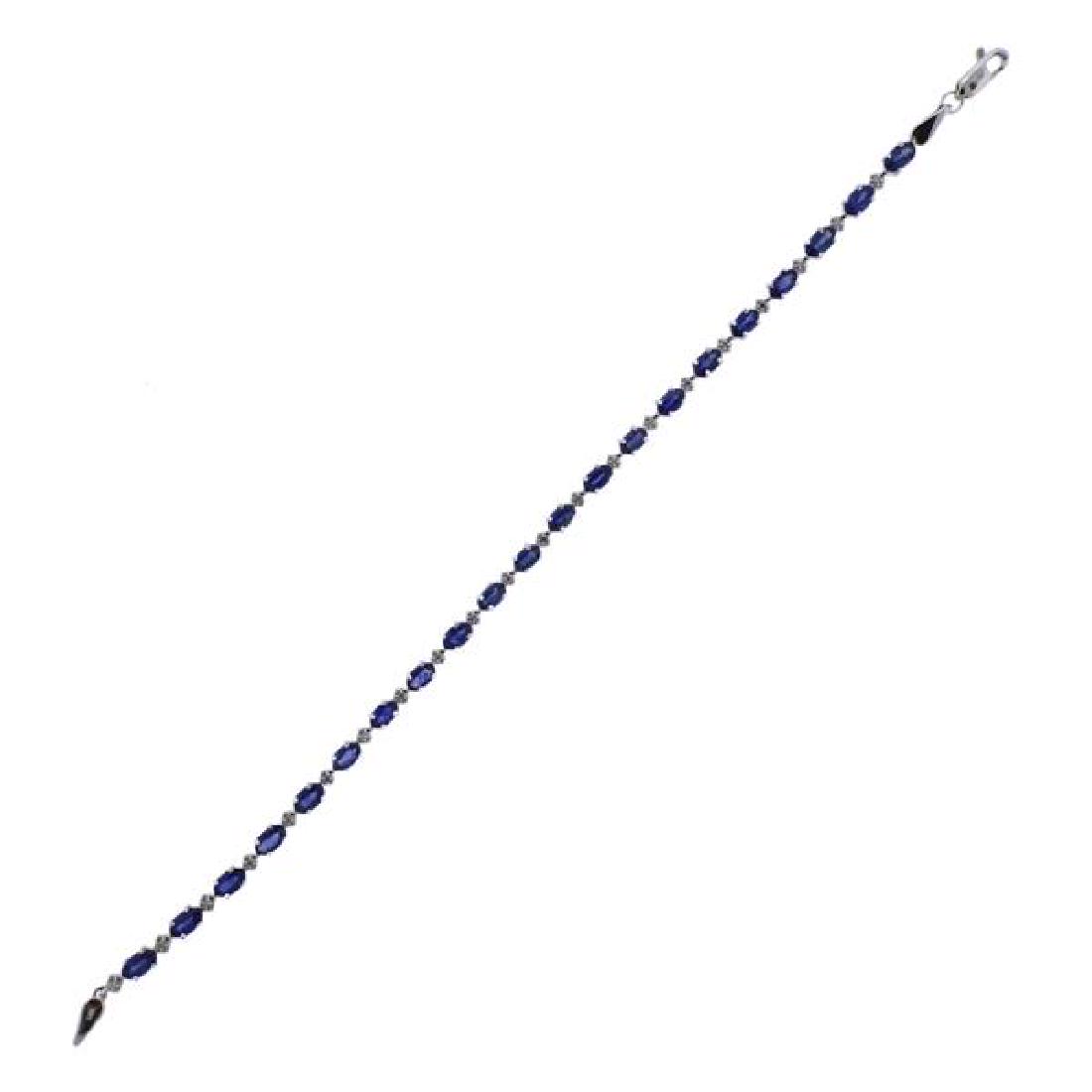 14K Gold Diamond Blue Stone Line Bracelet (1 of 3)