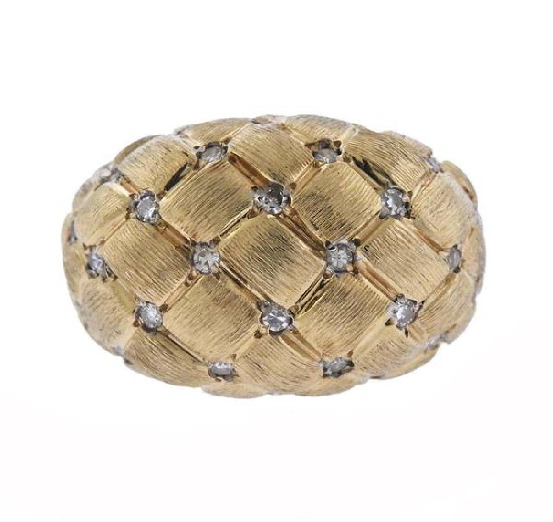 Vintage 14k Gold Diamond Basket Weave Ring (1 of 5)
