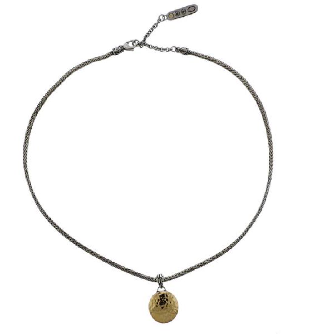 John Hardy Palu 18K Hammered Gold Silver Pendant (1 of 5)