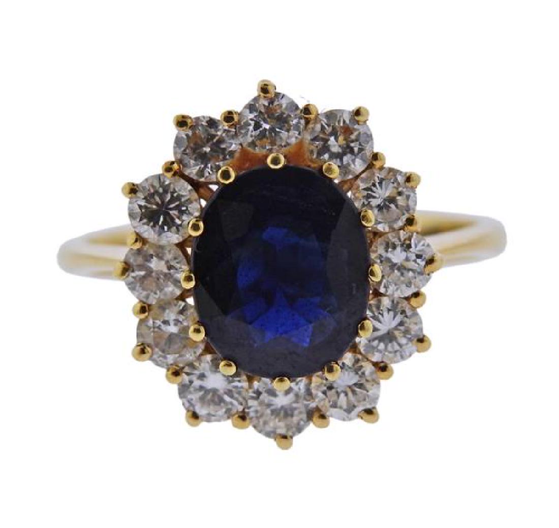 18k Gold Diamond Sapphire Ring (1 of 3)