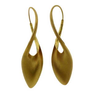 Michael Good 18k Gold Twisted Earrings: METAL: 18k Gold. MEASUREMENTS: Earrings are 46mm x 15mm. MARKED: M. Good, .9167. WEIGHT: 6 grams.Gemstones have not been graded for color and clarity ,and tested for clarity and color enhancement, unl