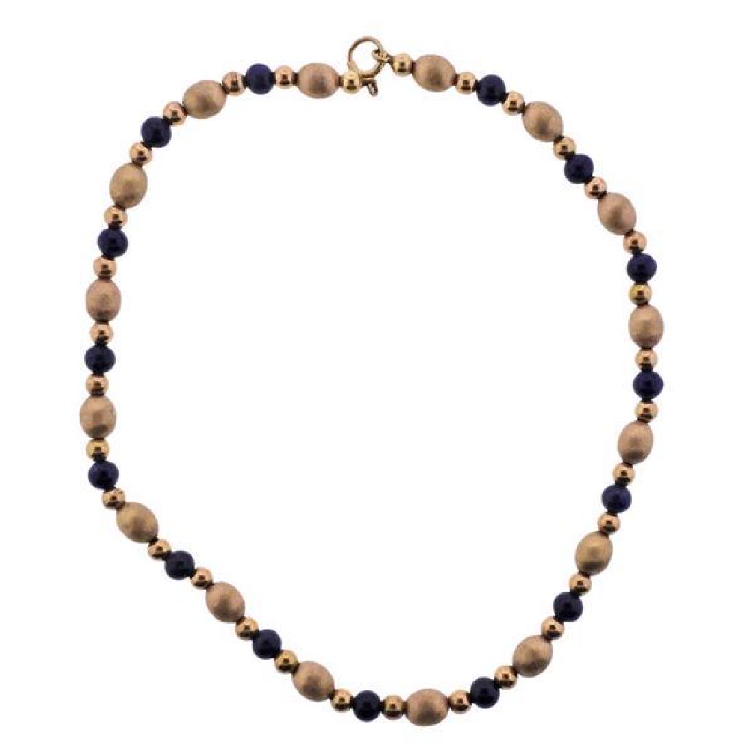 14k Gold Lapis Bead Necklace (1 of 3)