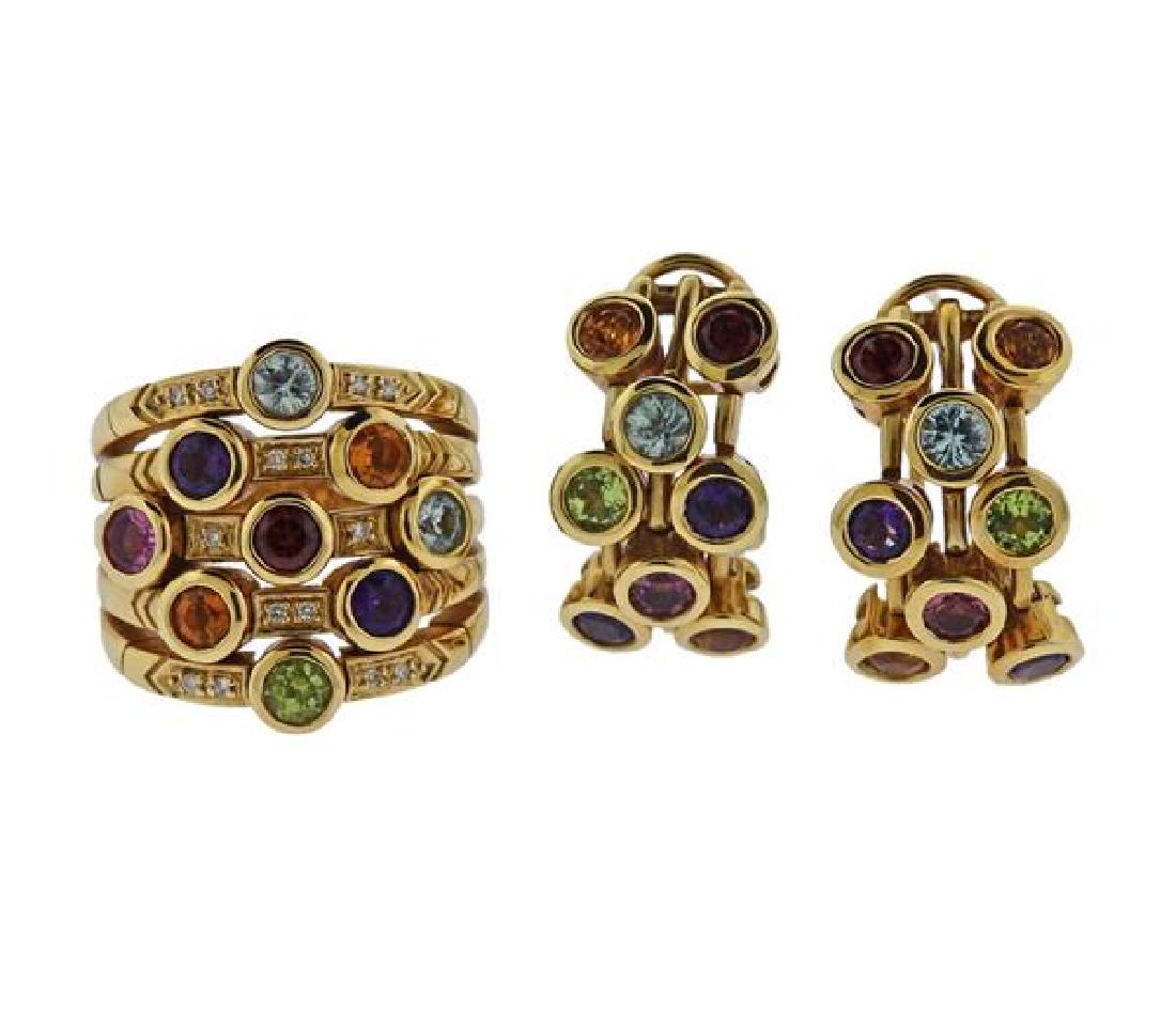 Sonia B. 14K Gold Diamond Multi Color Stone Earrings (1 of 7)