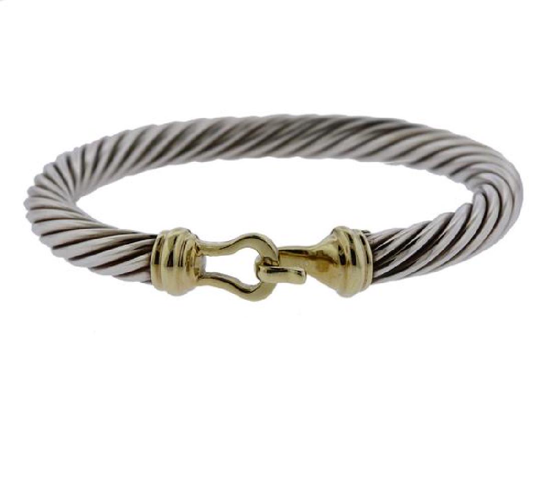 David Yurman 14K Gold Silver Cable Buckle Bracelet (1 of 4)
