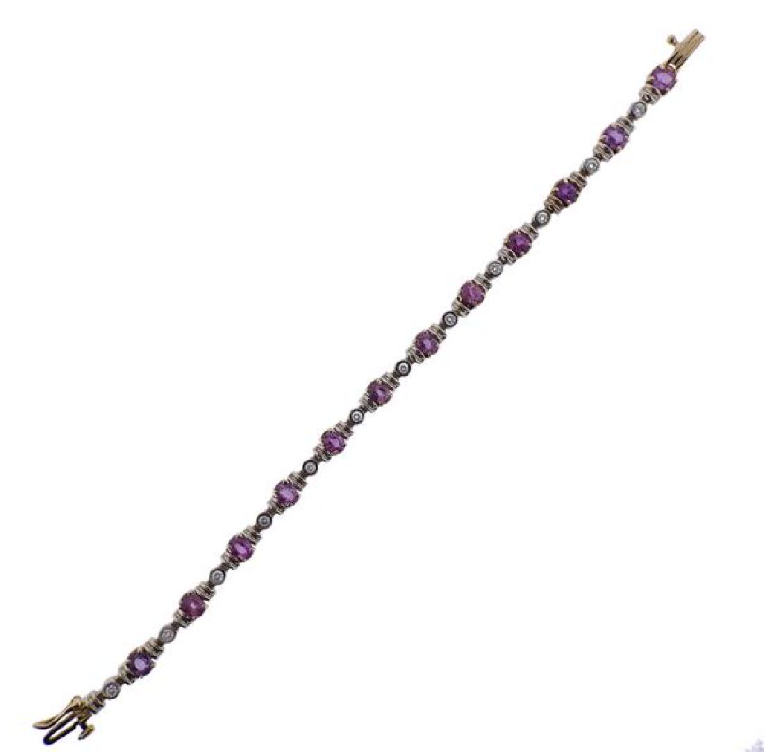 14k Gold Pink Sapphire Diamond Bracelet (1 of 4)