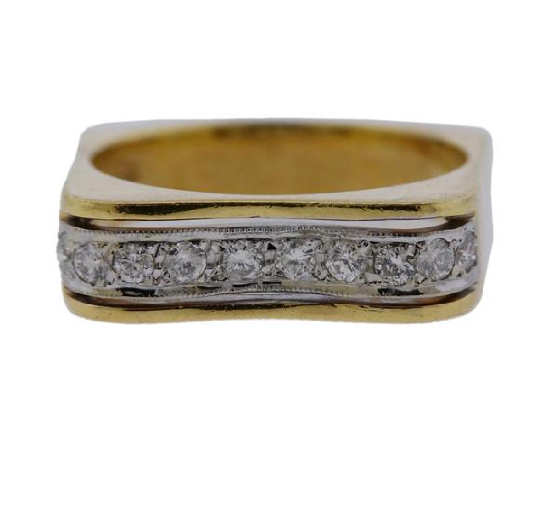 18K Gold Diamond Square Band Ring (1 of 4)