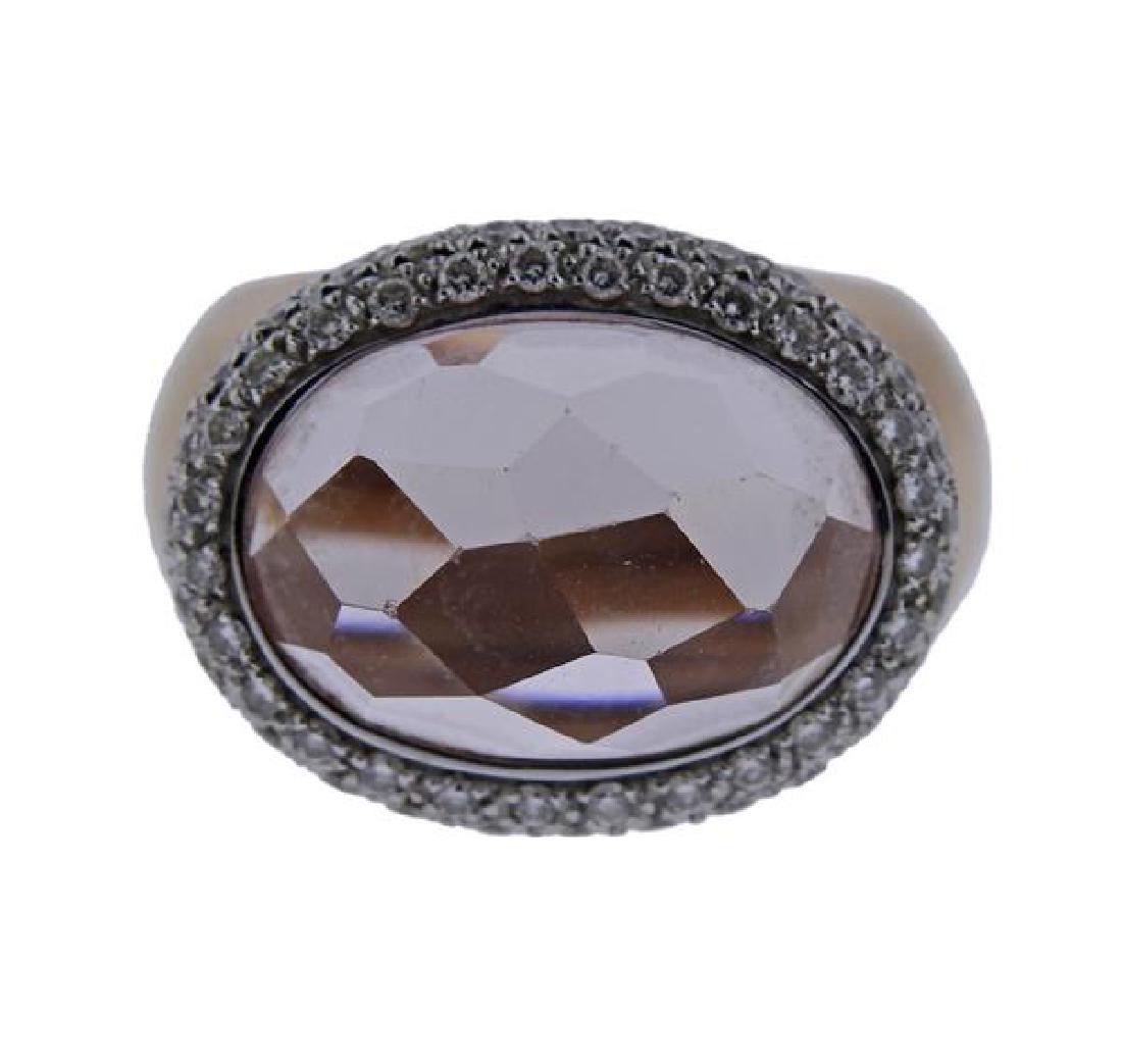 Pomellato Iceberg 18K Gold Diamond Quartz Ring (1 of 4)