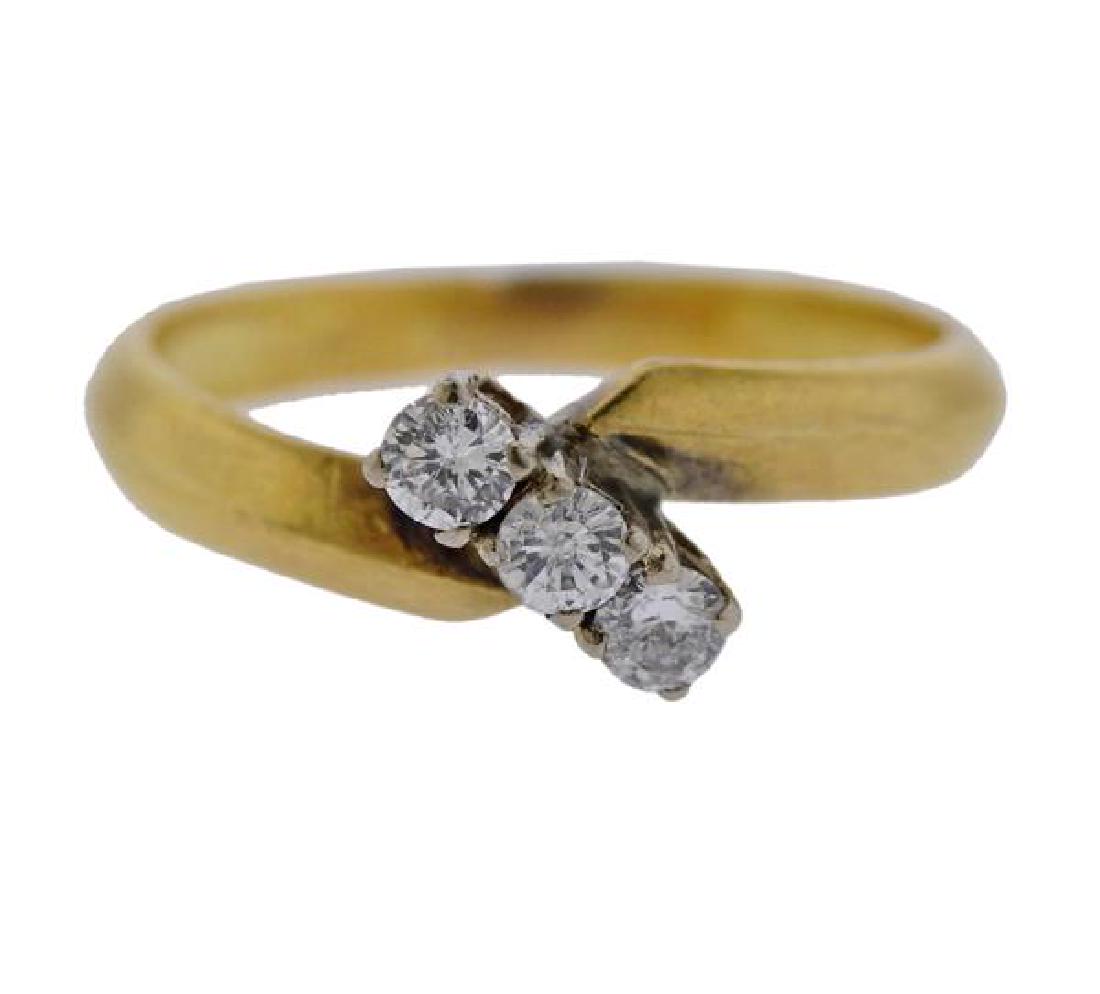 18k Gold Three Stone Diamond Ring (1 of 3)