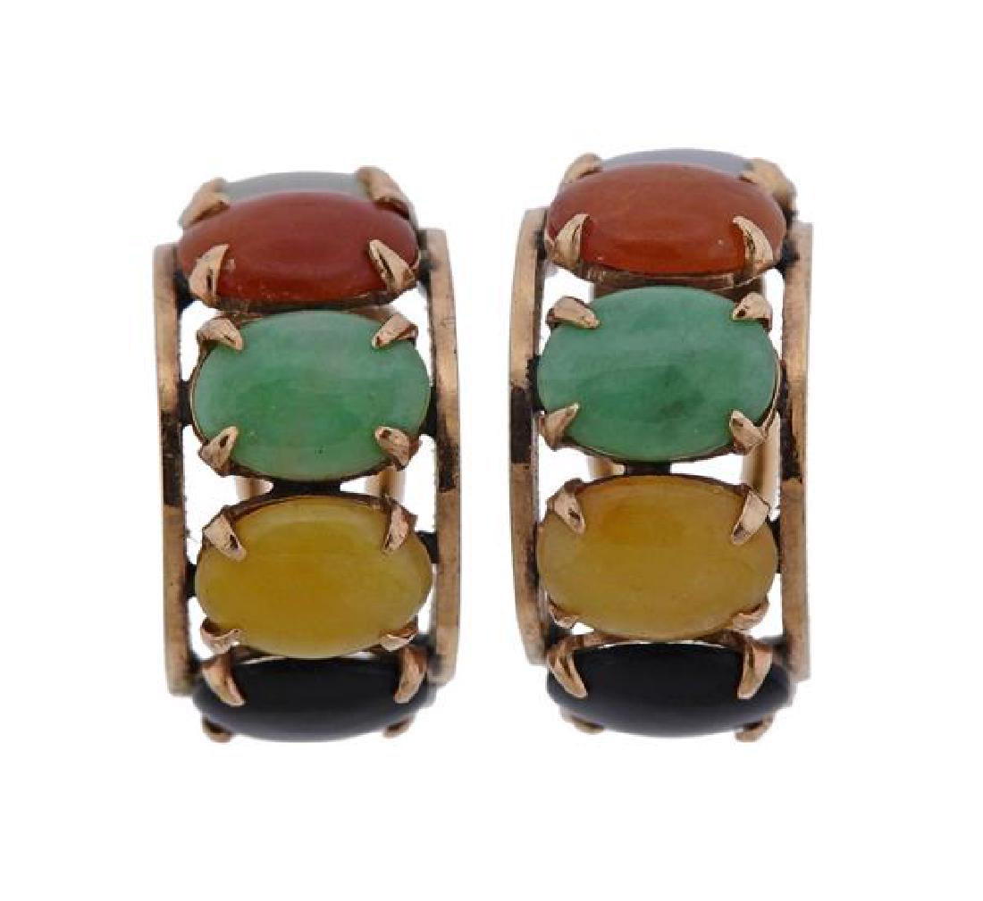 14k Gold Multi Gemstone Hoop Earrings (1 of 4)