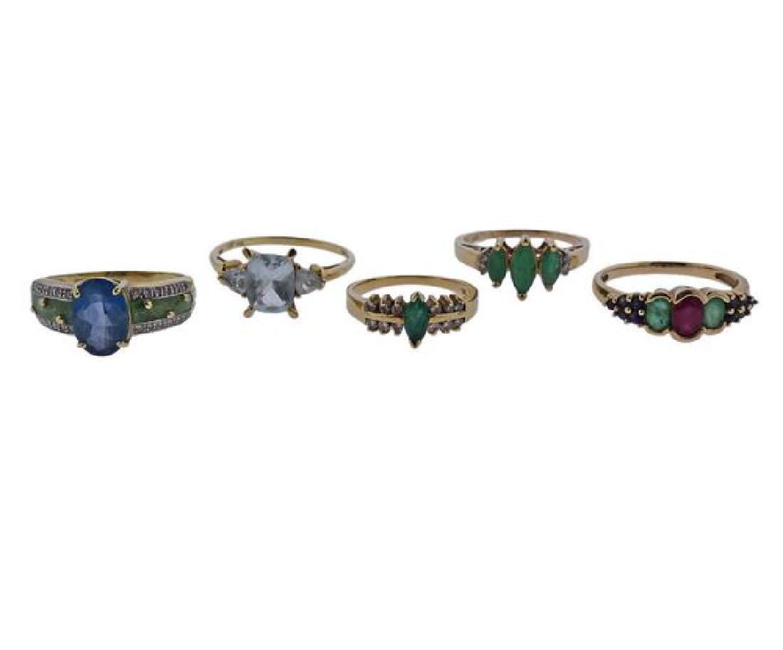 Gold Multi Color Gemstone Diamond Ring Lot of 5 (1 of 3)