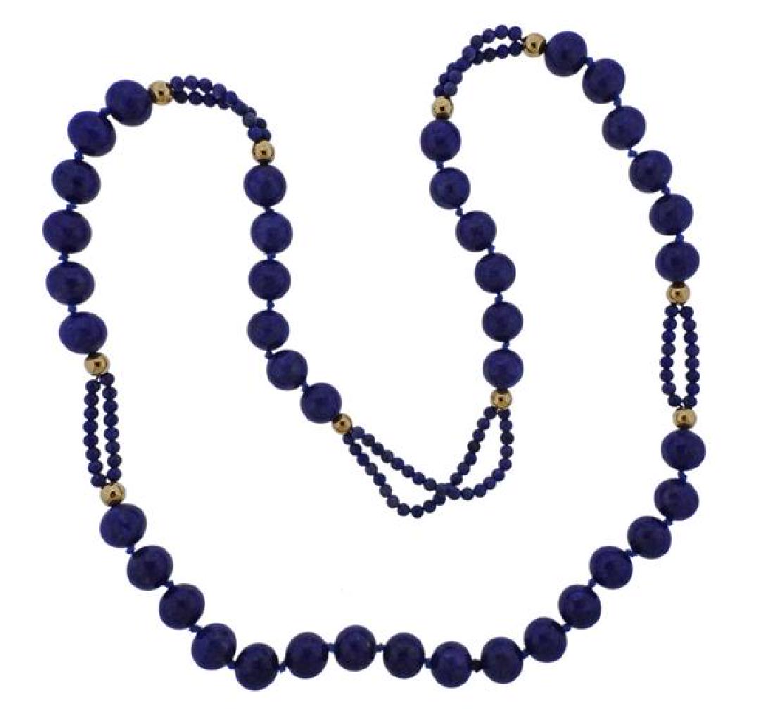 14K Gold Lapis Bead Necklace (1 of 3)