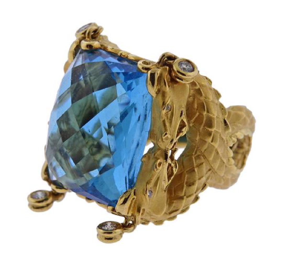 Carrera Y Carrera 18K Gold Blue Topaz Diamond Ring (1 of 6)