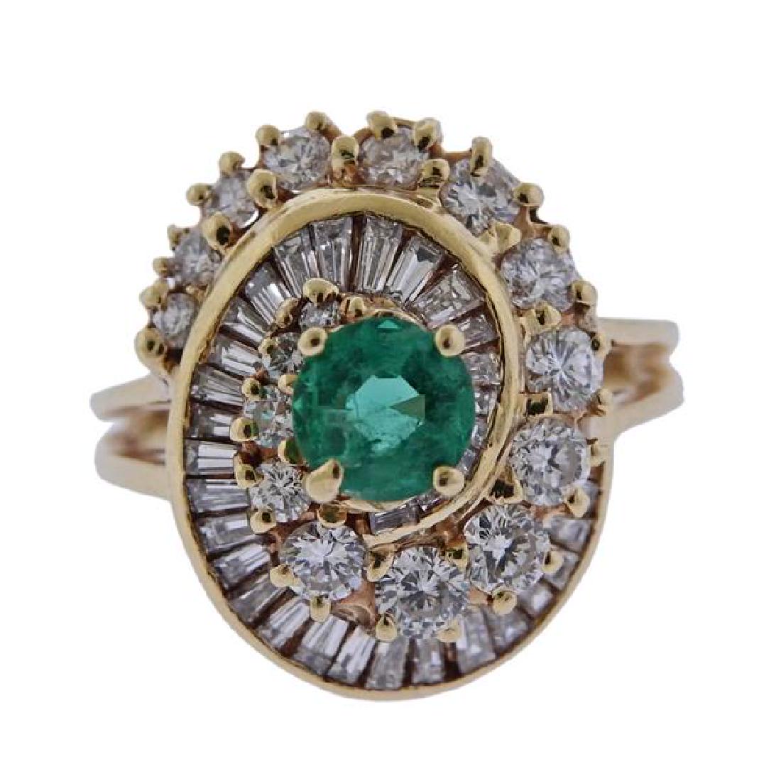 14K Gold Diamond Green Stone Swirl Ring (1 of 3)