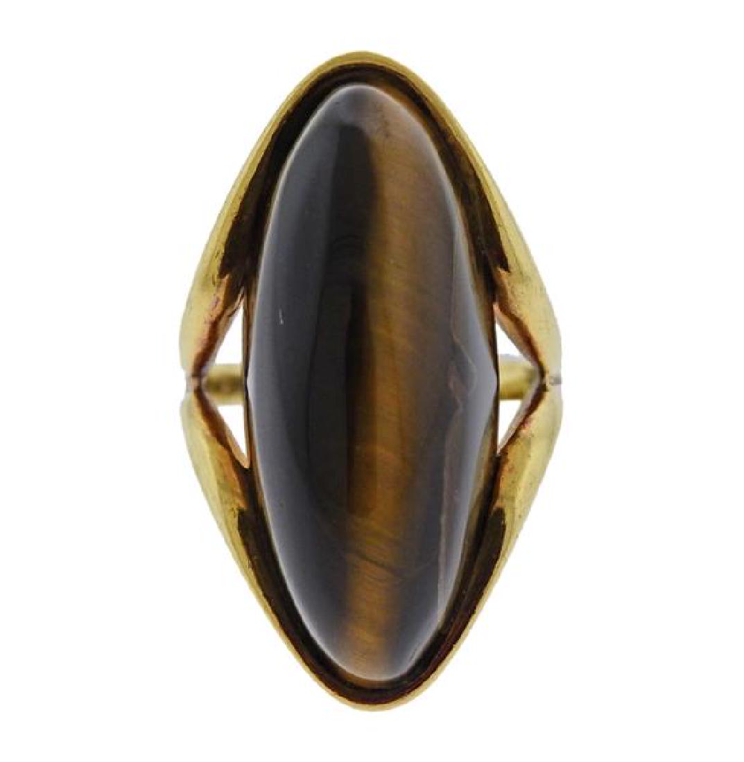 1970s Grosse 18K Gold Tiger's Eye Stone Ring (1 of 5)