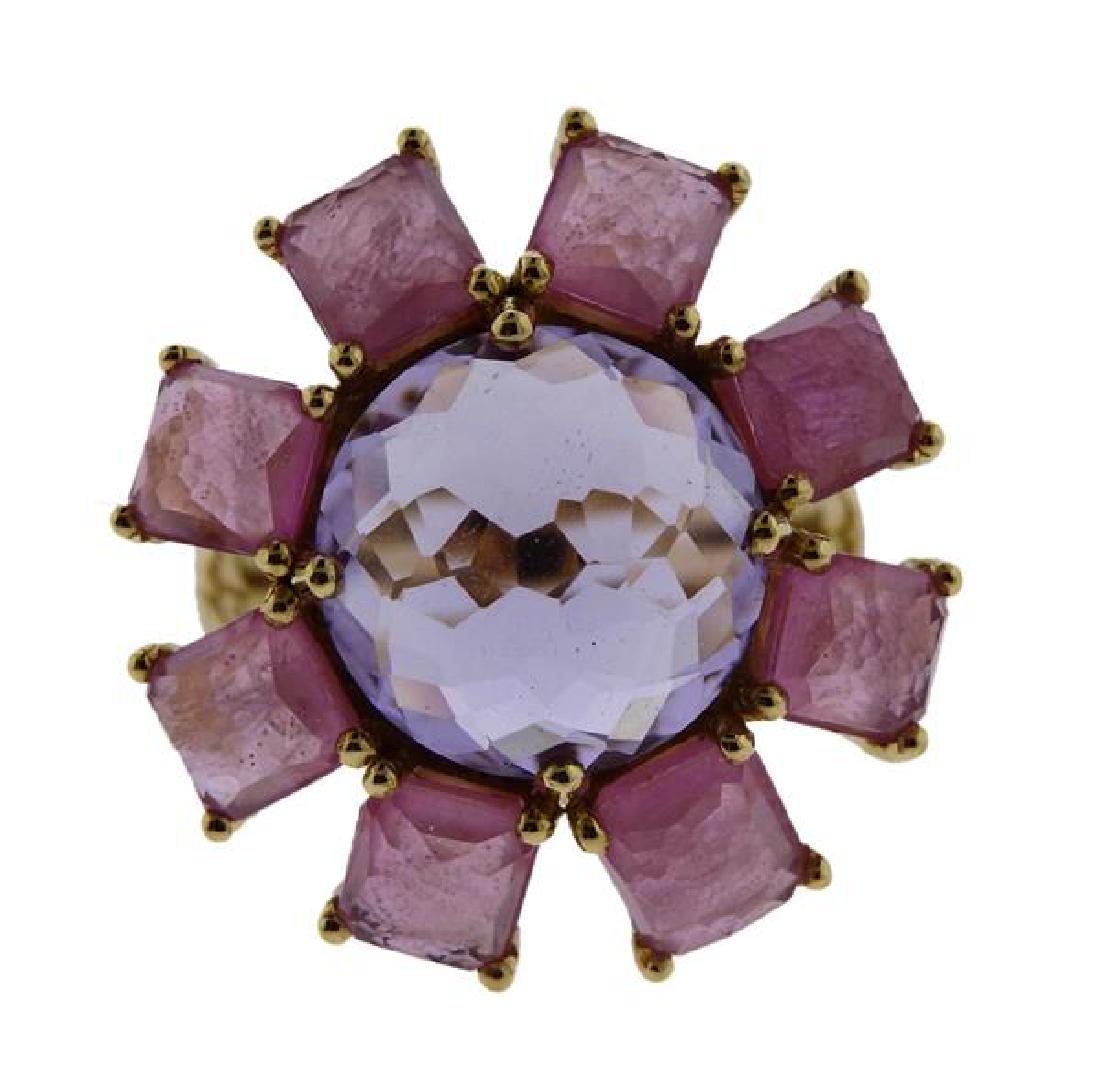 Ippolita Lollipop 18K Gold Purple Pink Stone Ring (1 of 4)