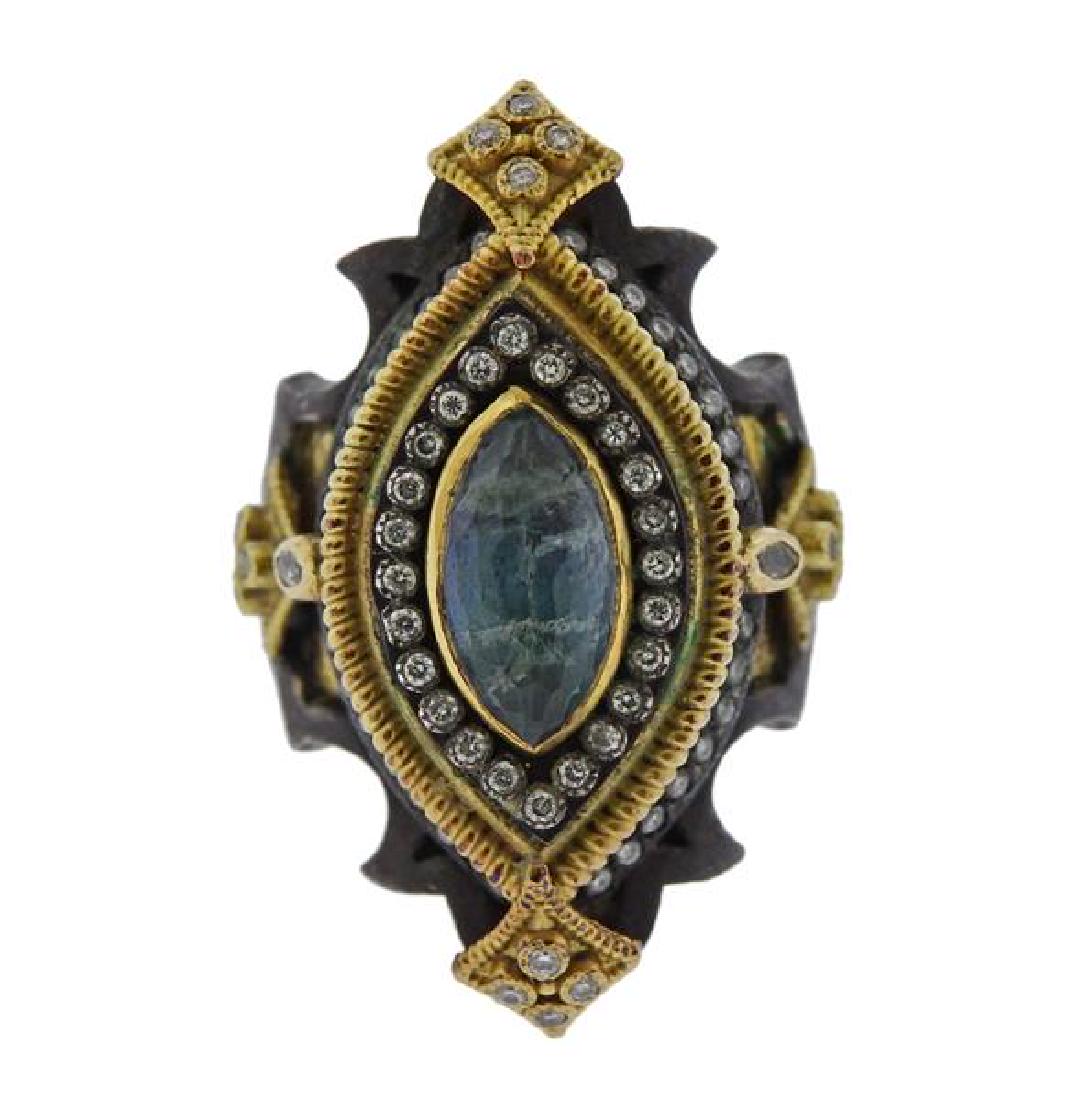 Armenta 18K Gold Silver Diamond Blue Stone Ring (1 of 4)