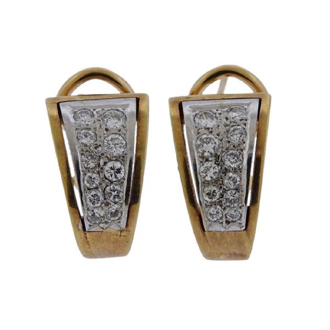 14k Gold Diamond Half Hoop Earrings (1 of 3)