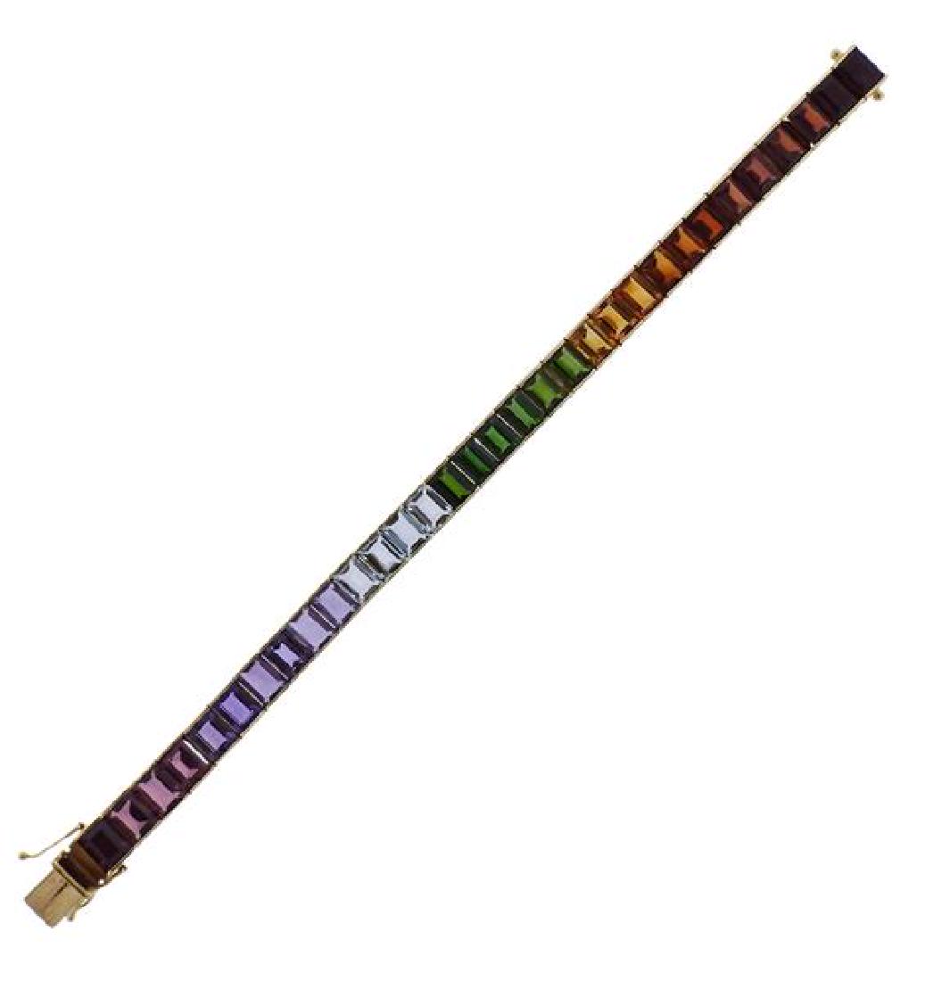18k Gold Multi Color Gemstone Bracelet (1 of 6)