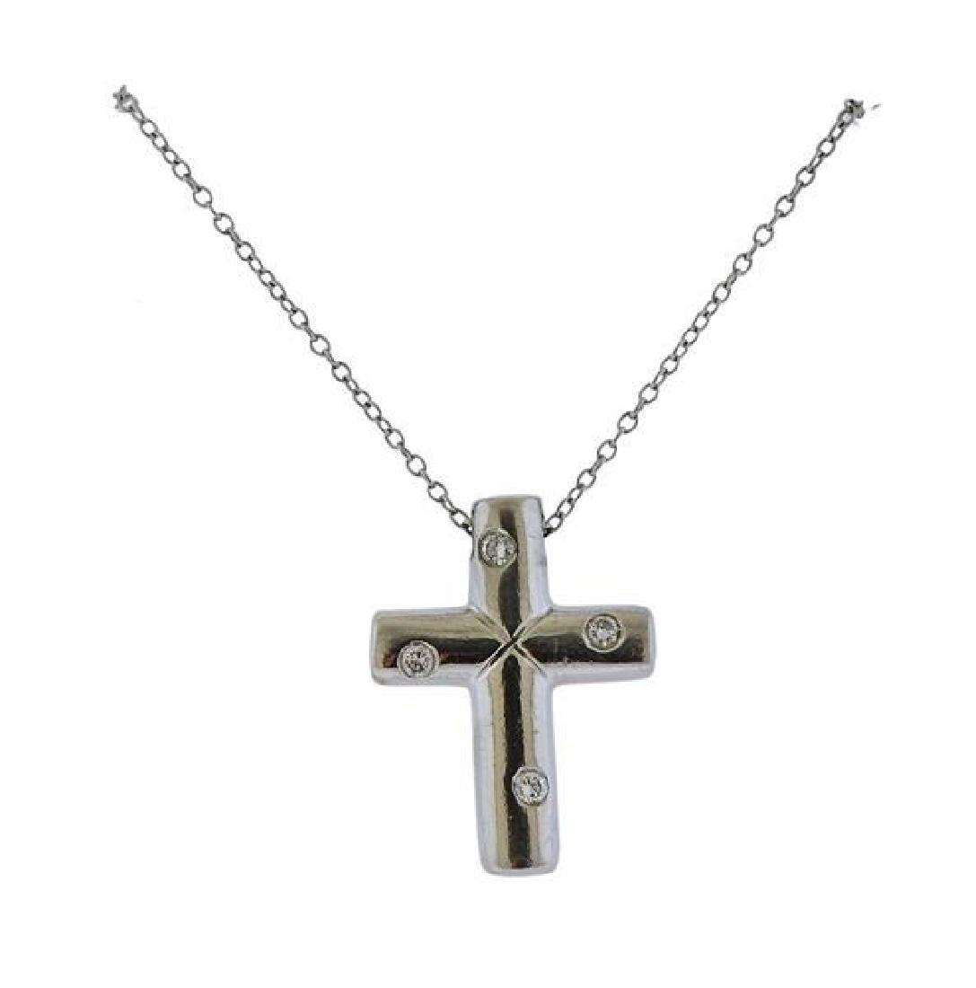 Platinum Diamond Cross Pendant Necklace (1 of 4)