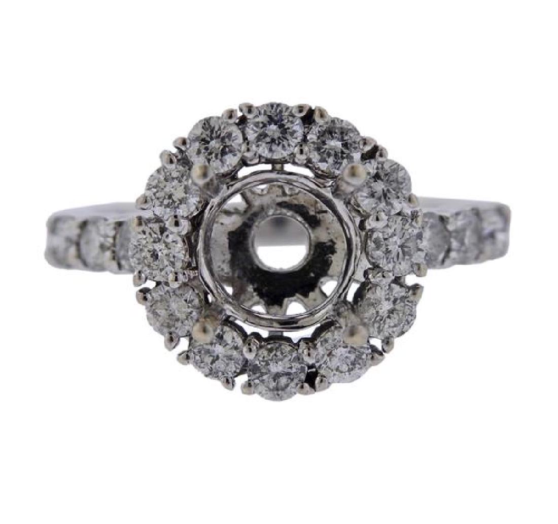 14k Gold Diamond Halo Engagement Ring Setting (1 of 3)