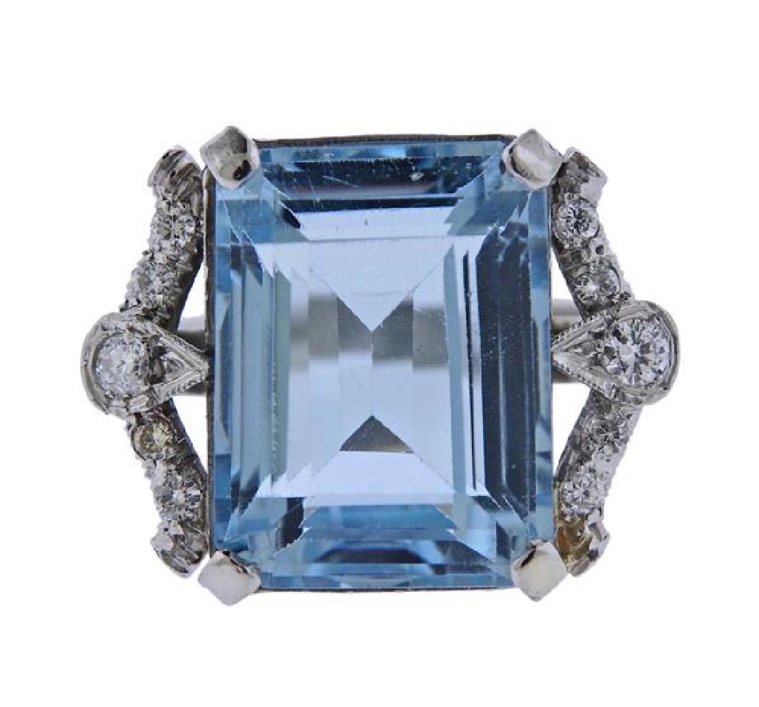 Platinum Diamond Aquamarine Ring (1 of 4)