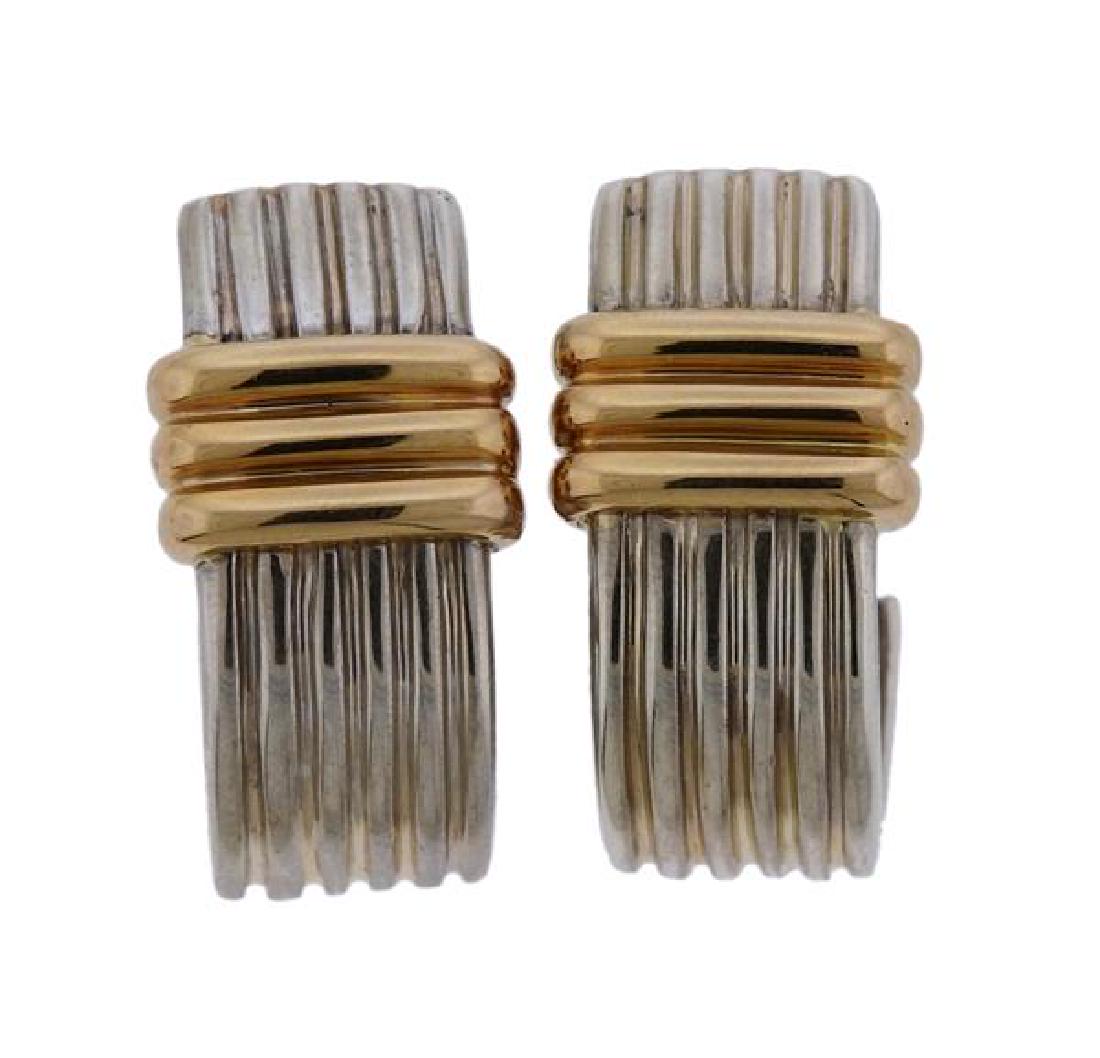 Sterling Silver 14k Gold Half Hoop Earrings (1 of 3)