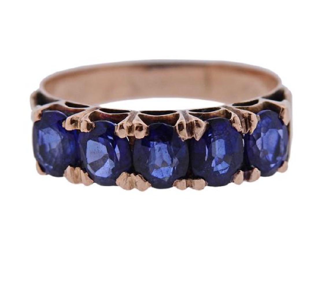 14k Rose Gold Blue Stone Ring (1 of 4)