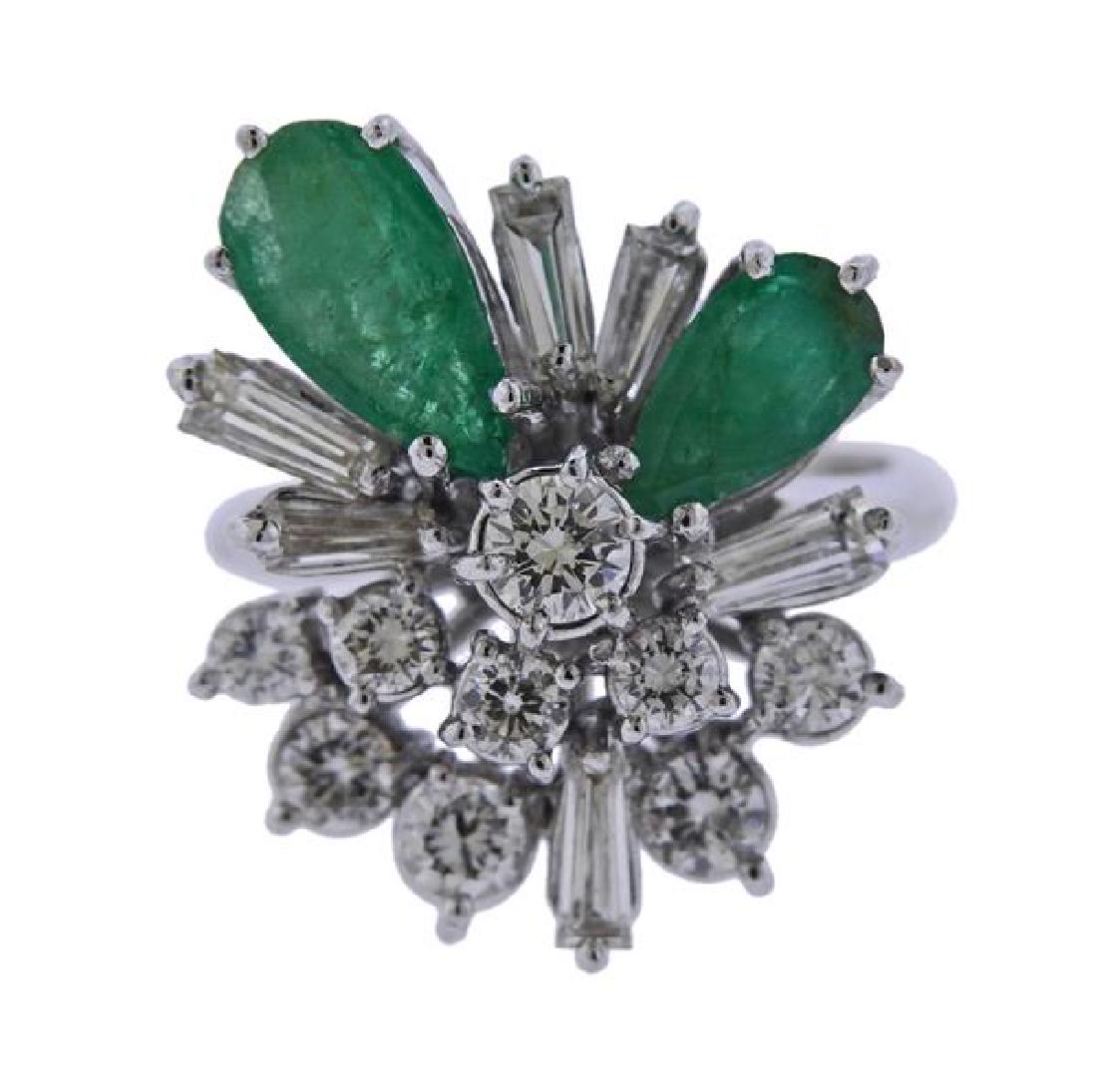 18k Gold Diamond Emerald Cocktail Cluster Ring (1 of 4)