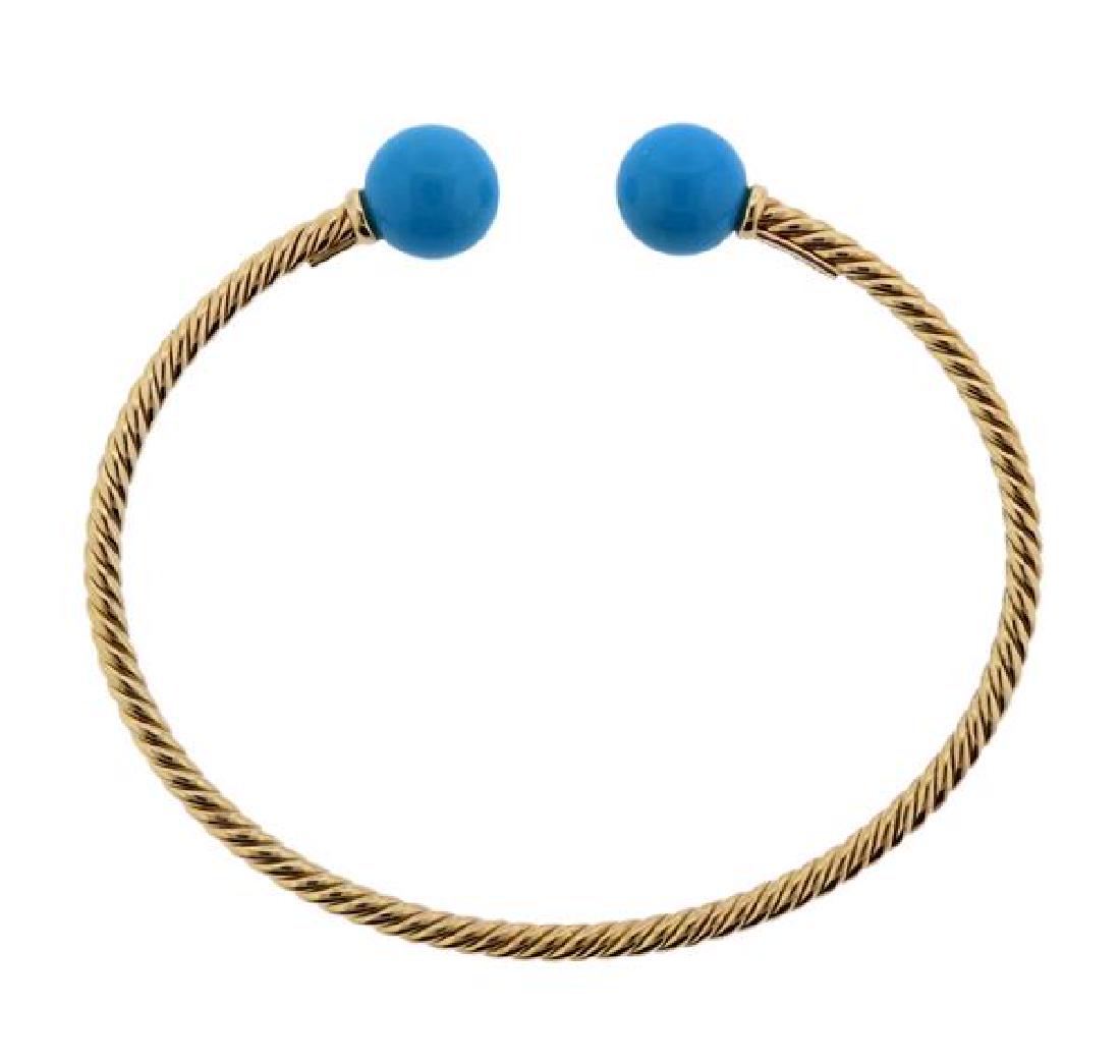 David Yurman Solari 18K Gold Blue Stone Cuff Bracelet (1 of 4)