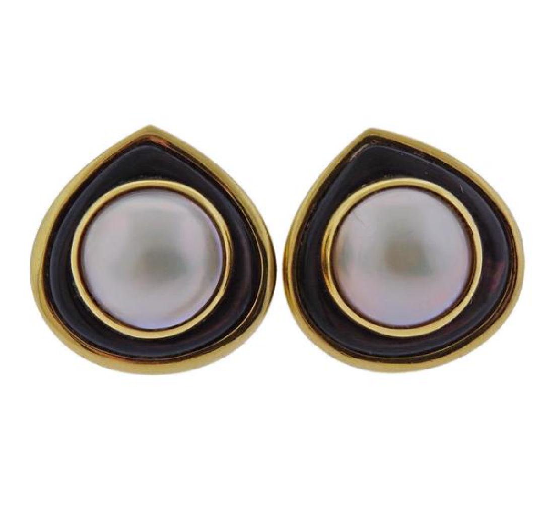 Marina B 18k Gold Mother of Pearl Earrings (1 of 3)