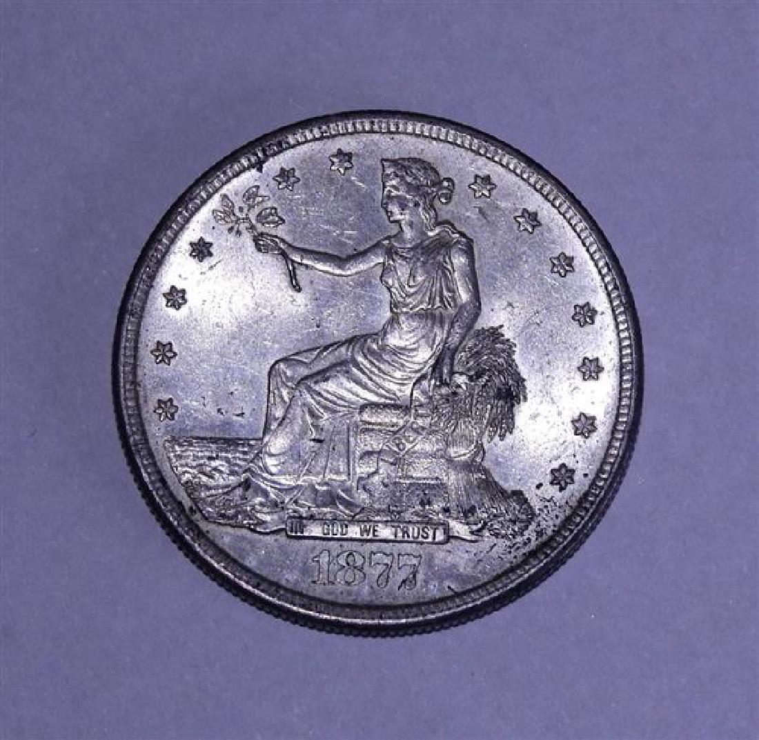 1877 S Seated Liberty Silver US Trade Dollar Coin (1 of 2)