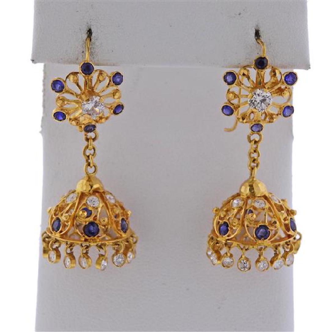 22k Gold Color Stone Drop Earrings (1 of 4)