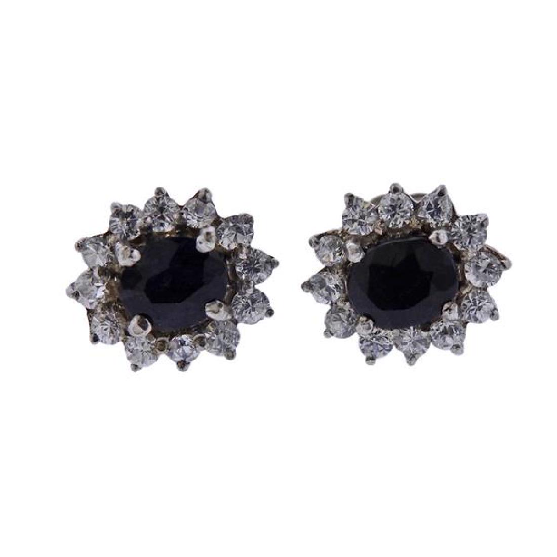 14K Gold Colored Stone Halo Earrings (1 of 3)