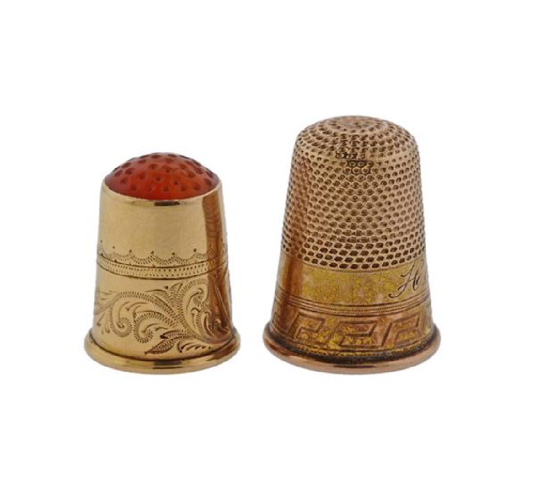 Antique 14k 18k Gold Thimble Lot of 2 (1 of 3)