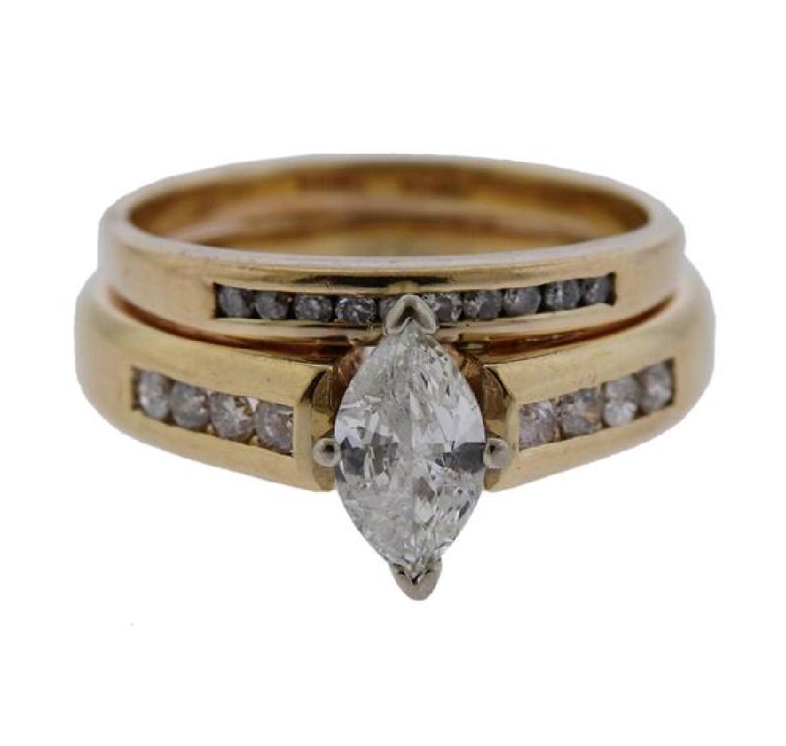 14k Gold Diamond Engagement Wedding Bridal Ring Set (1 of 3)