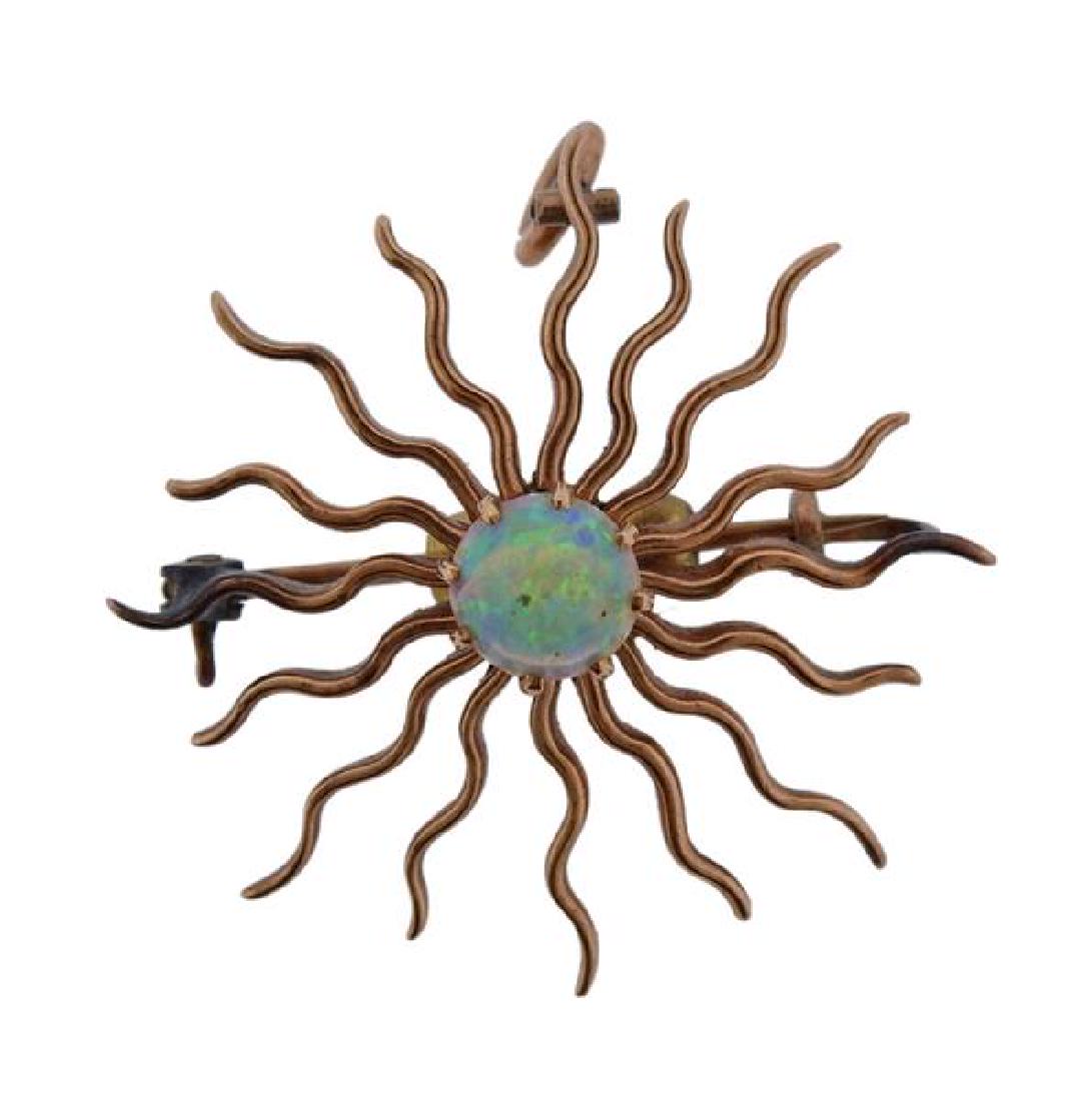 Antique 14k Gold Opal Starburst Pendant Brooch (1 of 3)