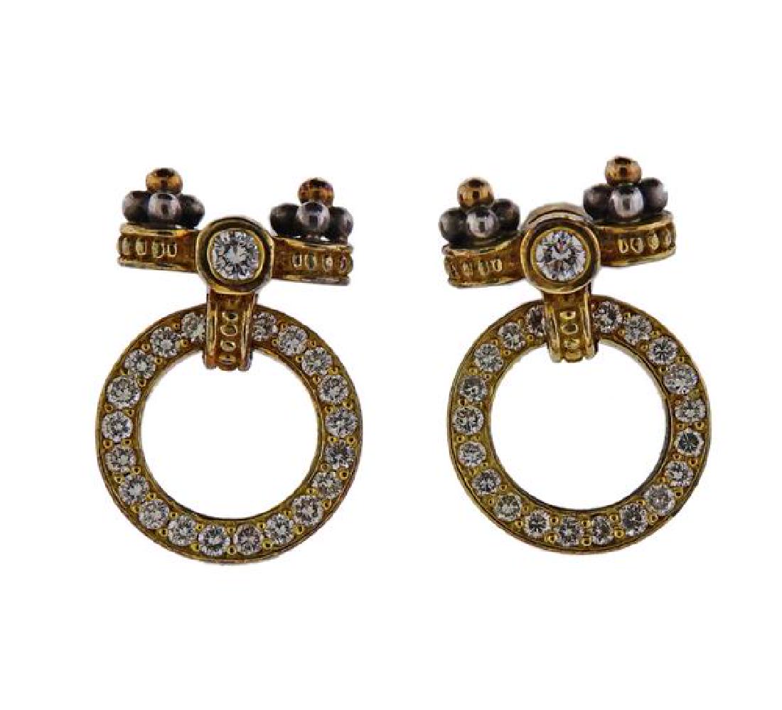 Lagos 18k Gold Silver Diamond Earrings (1 of 3)