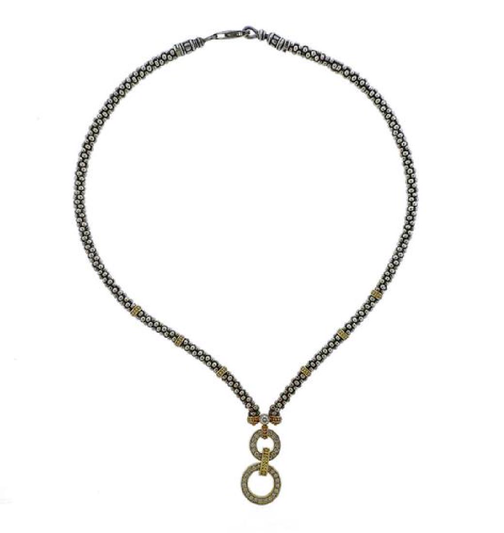 Lagos 18k Gold Silver Diamond Pendant Necklace (1 of 4)