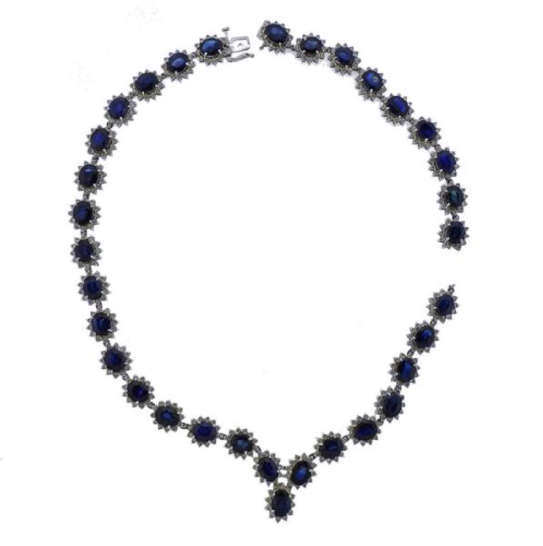 14k Gold Diamond Sapphire Necklace (1 of 4)