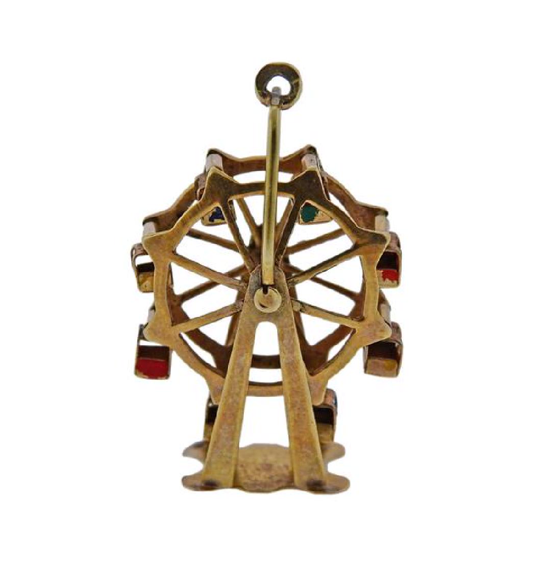 Continental 14K Gold Enamel Ferris Wheel Charm Pendant (1 of 3)