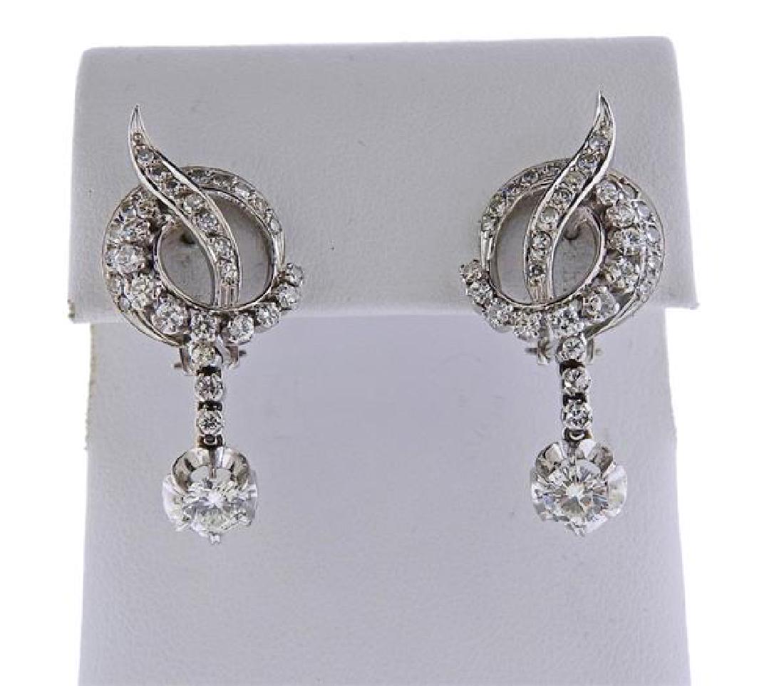 Mid Century 1950s 18k Gold Diamond Cocktail Earrings (1 of 4)
