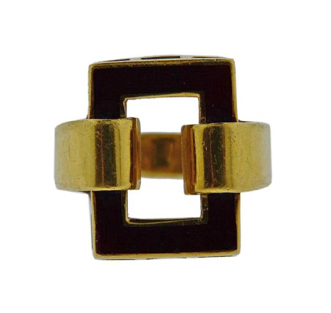 Art Deco 18K Gold Enamel Ring (1 of 3)