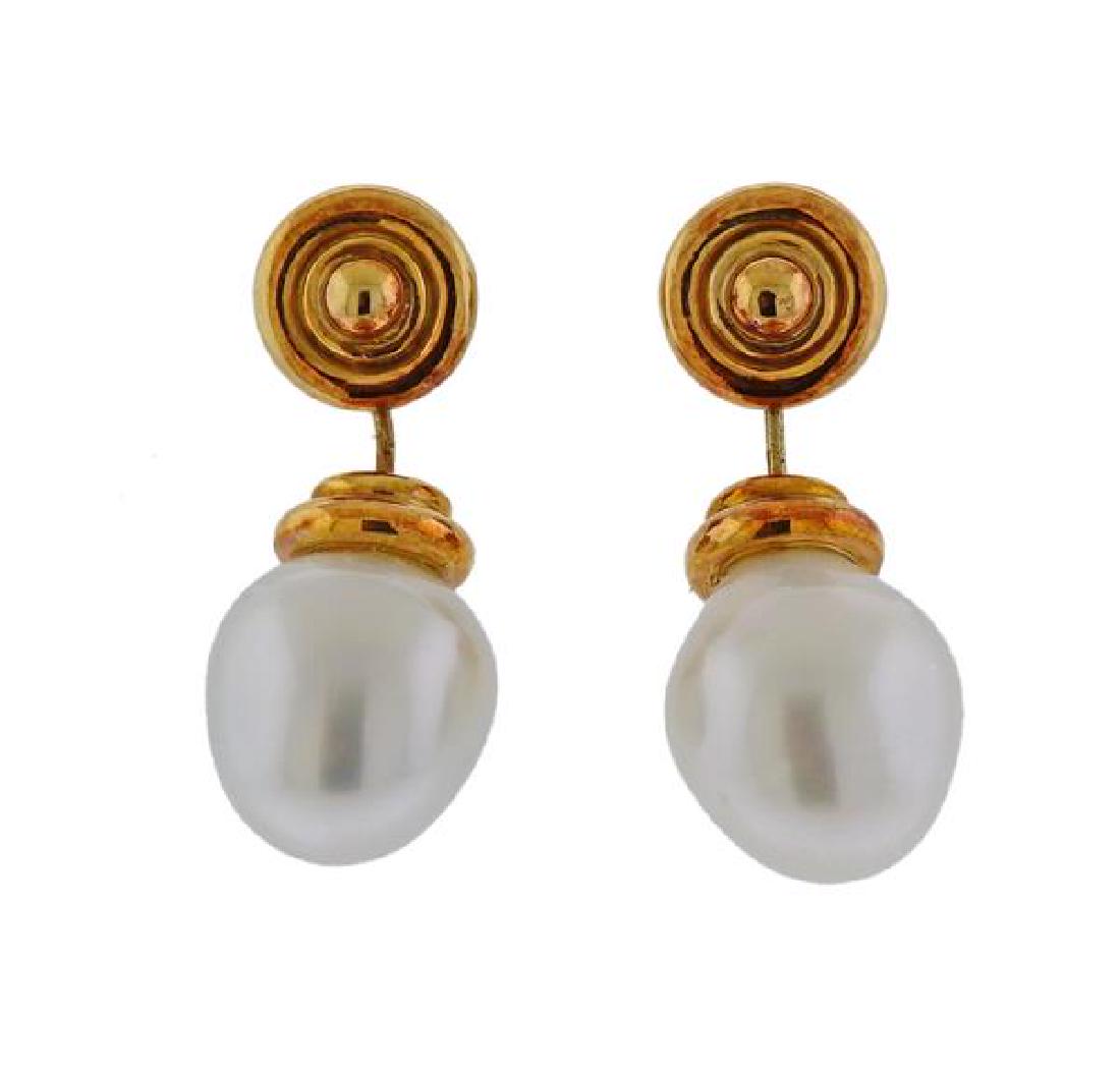 18K Gold Pearl Drop Earrings (1 of 3)