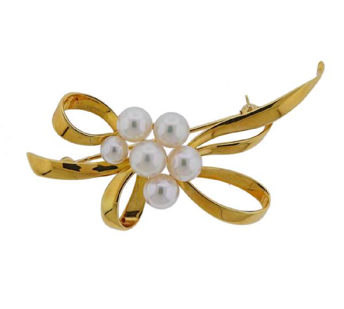 Mikimoto 18K Gold Pearl Brooch Pin (1 of 3)