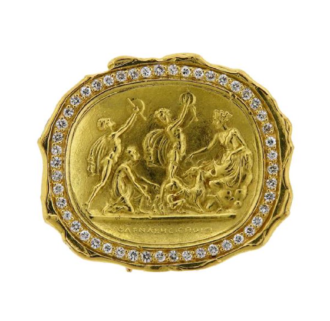 18k Gold Diamond Pendant Brooch (1 of 3)