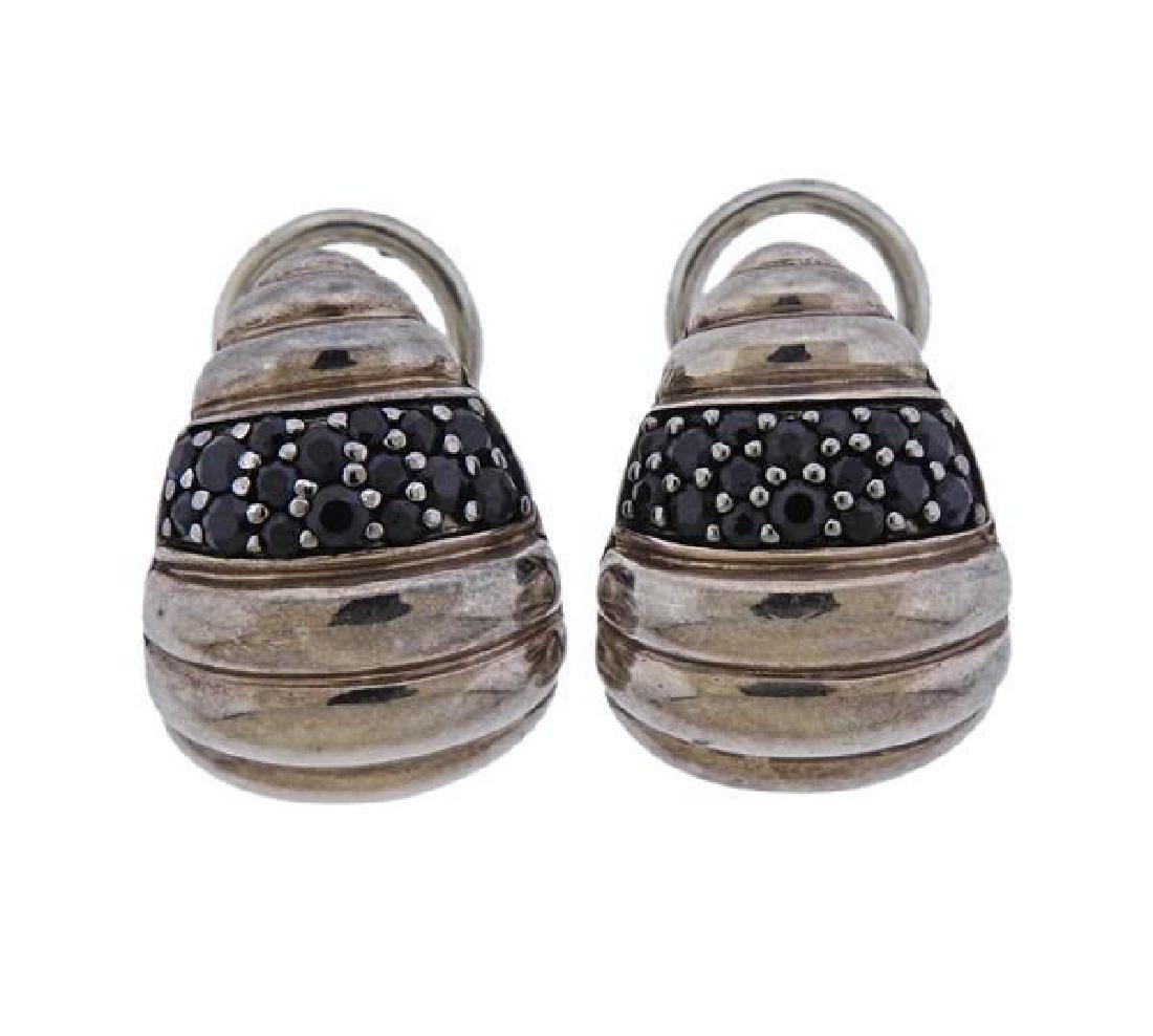 John Hardy Sterling Silver Black Stone Earrings (1 of 3)