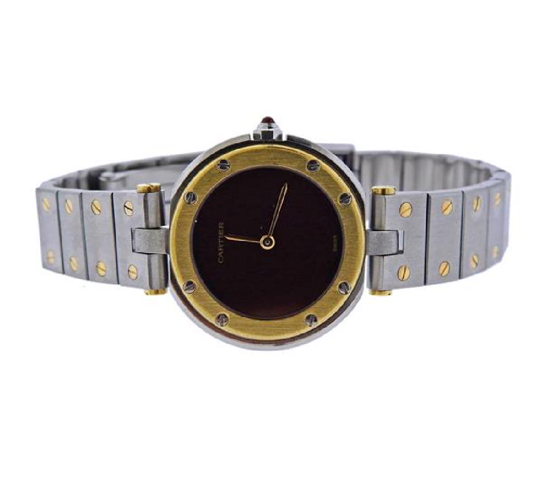 Cartier Santos 18k Gold Steel Quartz Watch (1 of 3)
