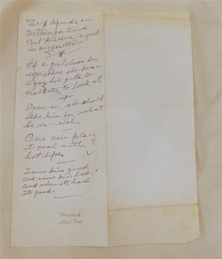 Mae West  Hand Written Notes Letter Autograph (1 of 2)
