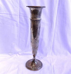 Simons Brothers Co. Sterling Weighted Trumpet Vase: Simons Brothers Co. Sterling Weighted Trumpet Vase . Height 14&quot;, diameter of the base - 4 1/8&quot;, top - 3 3/4&quot;.