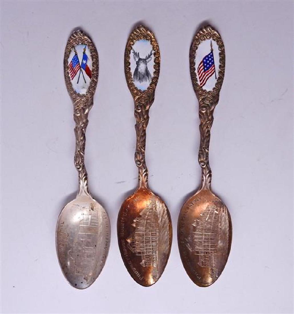 Sterling Commemorative Enamel Souvenir Tea Spoon 3pc (1 of 5)